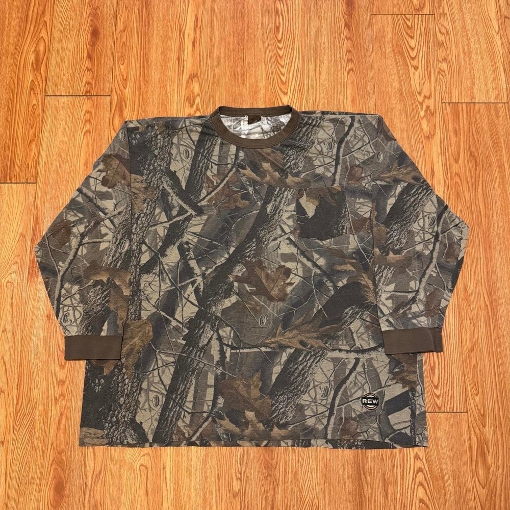 Vintage Remington Camouflage Men's Shirt Pocket Long Sleeve Hunting Size 3XL
